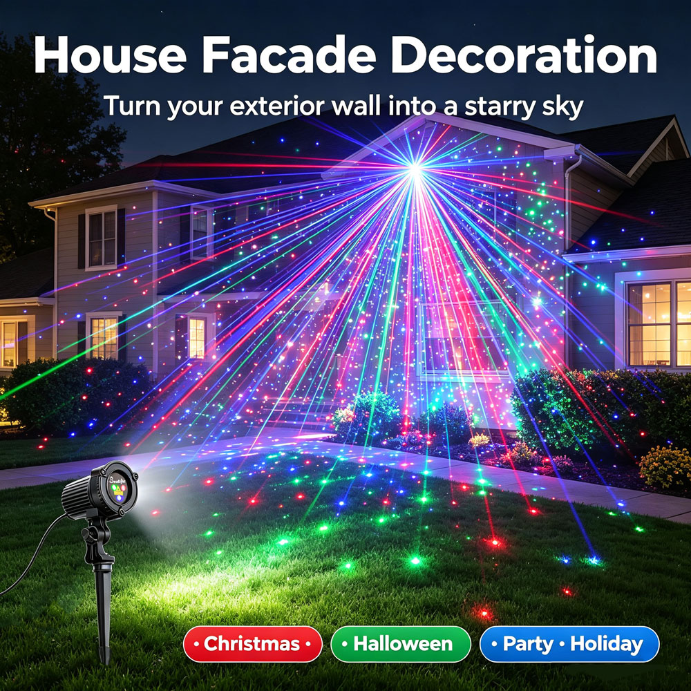Lighting Effect Home Decor - Рождественский и новогодний RGB-лазерный проектор, уличный,
