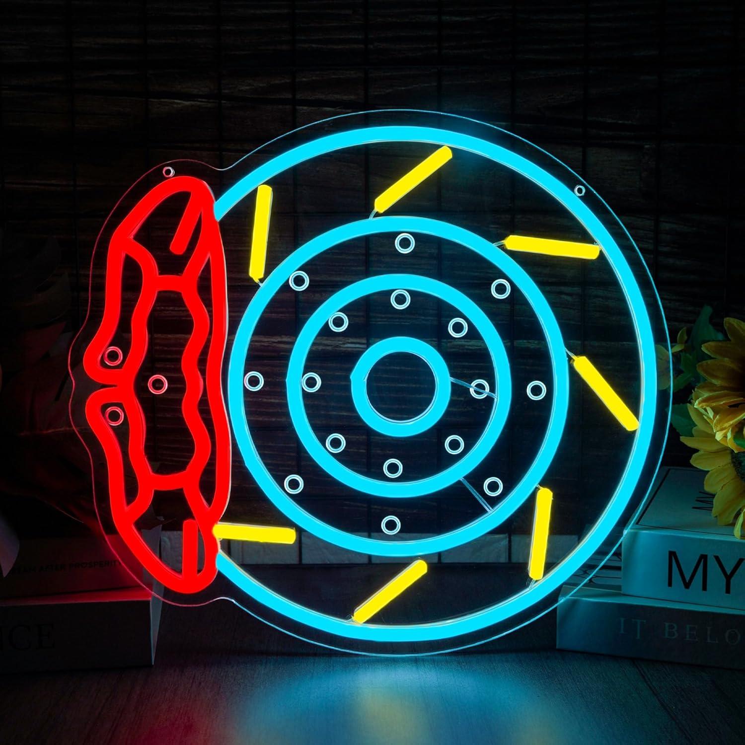 Garage Lighting Decor - Неоновая LED-вывеска «Тормозные колодки» для гаража,