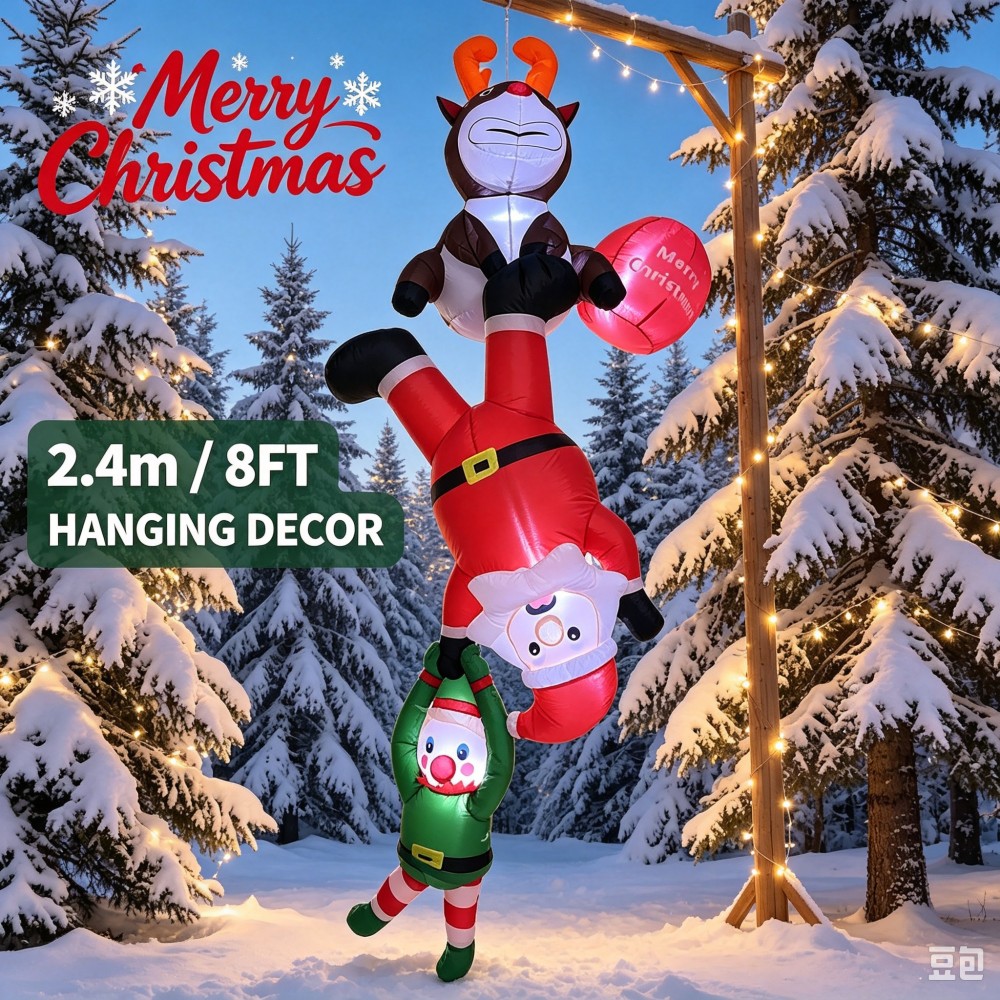 Santa'S Elves Holiday Lighting & Decor Llc - Надувной рождественский декор 8 футов: Санта-Клаус,