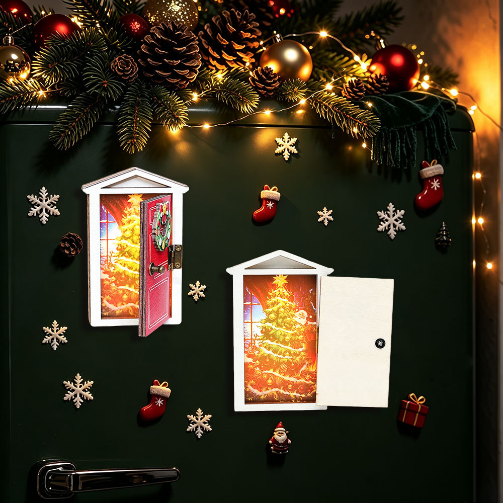 Santa'S Elves Holiday Lighting & Decor Llc - Рождественские светящиеся деревянные наклейки на холодильник