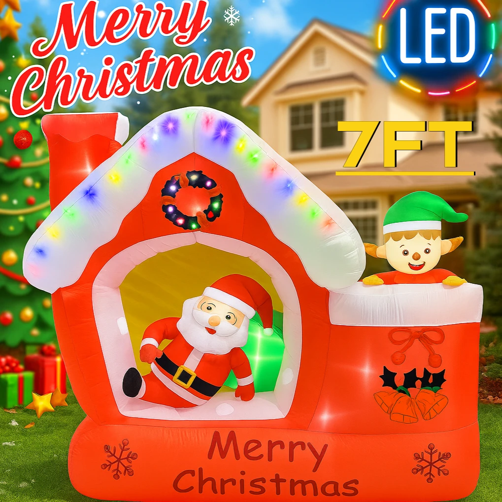 Santa'S Elves Holiday Lighting & Decor Llc - 7 футов гигантский рождественский надувной игрушечный