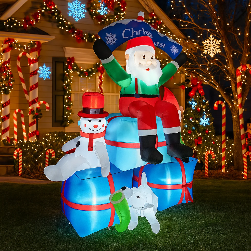 2,1 м/6,8 футов надувной Санта – обзор и цена Santa'S Elves Holiday Lighting & Decor Llc