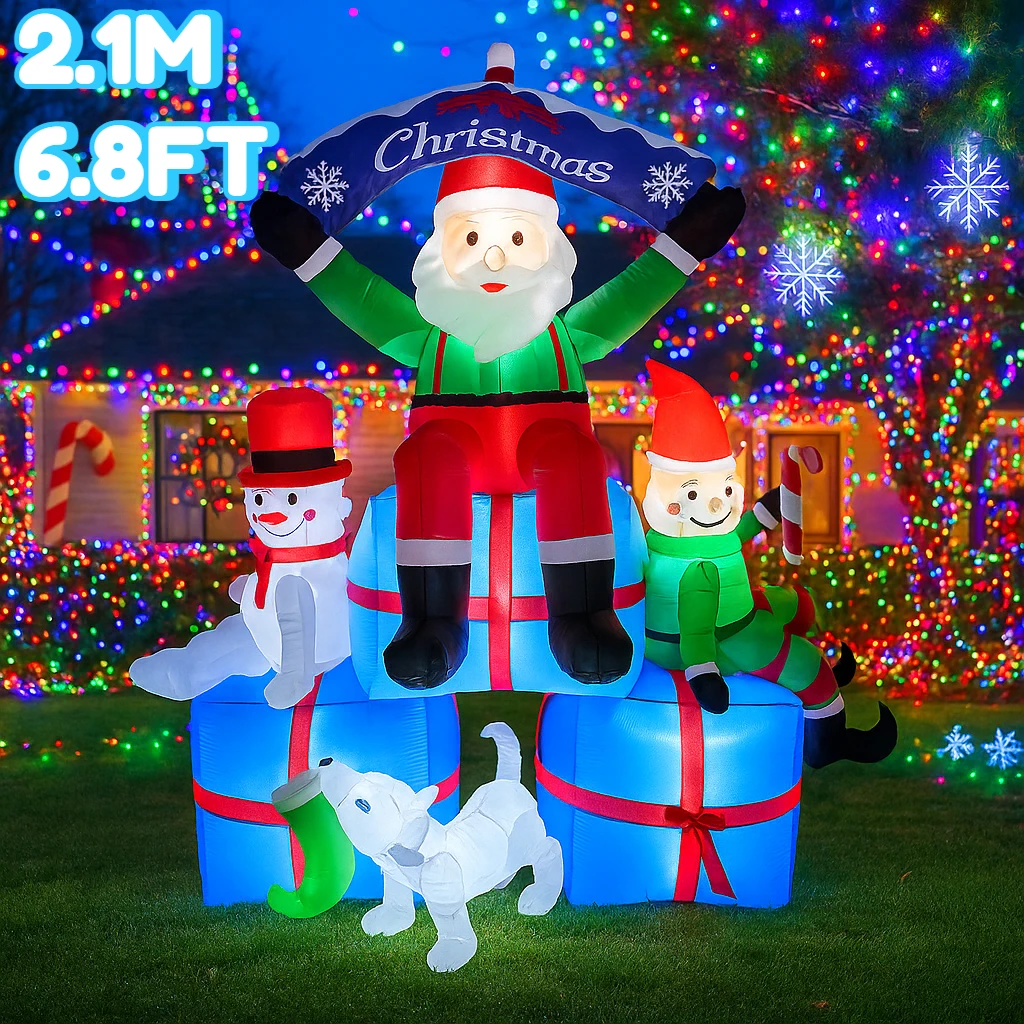 2,1 м/6,8 футов Санта-Снеговик – обзор и цена Santa'S Elves Holiday Lighting & Decor Llc